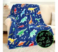 SOCHOW Glow in The Dark Dinosaur Blanket 127cm x 150cm, Blue