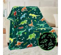SOCHOW Glow in The Dark Dinosaur Blanket for Boys Girls, Soft Cozy Flannel Throw Blanket for Kids, Green 127cm x 150cm