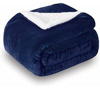 SOCHOW Sherpa Fleece Throw Blanket, Double-Sided Super-Soft Luxurious Plush Blanket - 150 x 200 cm, Navy Blue
