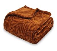 SOCHOW Super Soft Flannel Fleece Throw Blanket, Lightweight Cozy Warm Leaves Textured Plush Blanket for Bed Couch Sofa, 127cm × 150cm, Caramel