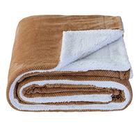 SOCHOW Waffle Sherpa Fleece Throw Blanket, Super Soft Fuzzy Warm, Lightweight Fluffy Reversible Plush Blanket for Bed Sofa Couch, 127cm×150cm Camel