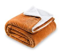 SOCHOW Waffle Sherpa Fleece Throw Blanket, Super Soft Fuzzy Warm, Lightweight Fluffy Reversible Plush Blanket for Bed Sofa Couch, 127cm×150cm Burnt Orange