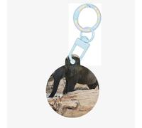 Sociable Gray Elephant Print Round Acrylic Pet Tag, Dog Neck Pendant Tags for Pets Circular Dog Cat Collar Name Tags