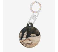 Sociable Gray Elephant Print Round Acrylic Pet Tag, Dog Neck Pendant Tags for Pets Circular Dog Cat Collar Name Tags