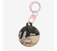 Sociable Gray Elephant Print Round Acrylic Pet Tag, Dog Neck Pendant Tags for Pets Circular Dog Cat Collar Name Tags