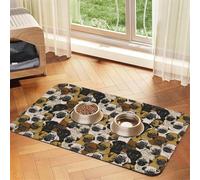 Sociable Pug Pattern,Waterproof Pet Feeding Mat,Cat Dog Placemats for Food and Water, PU Leather Food Mats,40x60cm