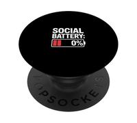 Social Battery 0 Percent Introvert Sarcastic Humor PopSockets Adhesive PopGrip