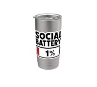 Social Battery 1 Percent Introvert Low Energy Stainless Steel Insulated Tumbler