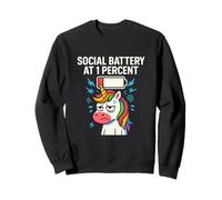 Social Battery At 1 Percent Funny Introvert Unicorn Sweatshirt