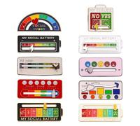 Social Battery Badge, 10 Pcs Funny Social Battery Pin, Adjustable Emotion Switching Pin Badges, Mood Pin Badge Cute Creative Expression for Men Women Gift