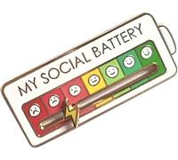SOCIAL BATTERY Creative Lapel pin Enamel Mood Conversion Lapel Pin for 7 Days A W unny Social Battery Indicator Functional Aesthetic Brooch (White)