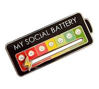 Social Battery Enamel Pin: Funny Mood Expressing Brooch for Introverts (Black)