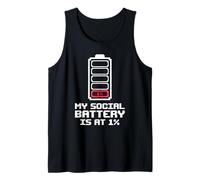 Social Battery is At 1% Introvert Pixel Art Tank Top