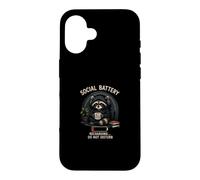 Social Battery Low Recharging Raccoon Coffee Introvert Case for iPhone 16