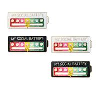 Social Battery Pin 4 Pcs My Social Battery Badge Social Battery Badge for 7 Days Pin Badge Display for Introverts Interactive to Silently Indicate Your Mood Men Women Gift