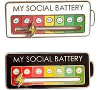 Social Battery Pin for 7 Days,Funny Social Mood Brooch Pin for 7 Days,Cute Creative Expression Pin Brooch Men Women Gift (2)