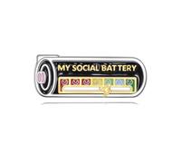Social Battery Pin S925 Sterling Silver My Social Battery Slider Pin Creative Mood Pins 7 Days a Week for Backpacks Hat Bags