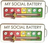 Social Battery Pins, 7 Days Mood Enamel Pin, Funny Social Battery Interactive Enamel Pins for Clothing Backpack Hat Decoration (white)