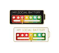 Social Battery Pins Set, 2-Pack Sliding Mood Indicator Lapel Pins with 7-Day Emoji Display, Creative Emotional Brooch for Backpacks, Jackets, Hats, Bags and Clothing, Fun Interactive Enamel Accessorie
