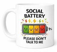 Social Battery Please Dont Talk to Me Mug Funny Introvert Gift Mug