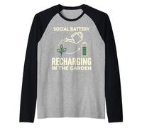 Social Battery Recharging in The Garden Design Raglan Baseball Tee
