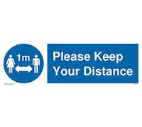 Social Distance 1m symbol with Please keep your distance Sign - 300x100mm - L31