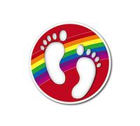 Social Distance Pack of 5 red Rainbow 3D Effect Funky FEET Non-Slip Floor Sticker for School Nursery Playgroup (Stay Alert for for Covid19 coronavirus covid-19) IMMEDIATE DESPATCH