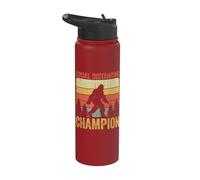 Social Distancing Champion Funny Bigfoot Meme Retro Stainless Steel Insulated Water Bottle