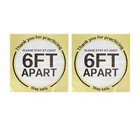 Social Distancing Floor Decals 2 Sets PVC Warning Stickers 22x22in - Durable 6 Feet Apart Signs for Crowd Control and Safe Queue Management