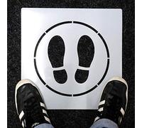 Social distancing Floor Sign Stencil - Foot Prints Sign - Interior Exterior use - Shops, Public Spaces, Reusable Durable Floor Marking, Painting Stencil - Various Size Options (Design 40x40cm)