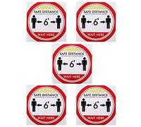 Social Distancing Ground Sticker, Floor Signs Decal, 5PCS, Yellow, 11 Inch Diameter - Bright Visibility, Easy Application, Ideal for Schools and Public Areas (Dark Purple)