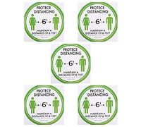 Social Distancing Ground Sticker, Floor Signs Decal, 5PCS, Yellow, 11 Inch Diameter - Bright Visibility, Easy Application, Ideal for Schools and Public Areas (Green)