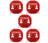 Social Distancing Ground Sticker, Floor Signs Decal, 5PCS Yellow, 11 Inch Diameter - Bright Visibility, Easy Application, Ideal for Schools and Public Areas (Orange)