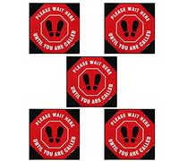 Social Distancing Ground Sticker, Floor Signs Decal, 5PCS, Yellow, 11 Inch Diameter - Bright Visibility, Easy Application, Ideal for Schools and Public Areas (Red)
