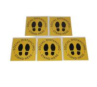 Social Distancing Ground Sticker, Floor Signs Decal, 5PCS, Yellow, 11 Inch Diameter - Bright Visibility, Easy Application, Ideal for Schools and Public Areas (Yellow)