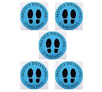 Social Distancing Ground Sticker, Floor Signs Decal, 5PCS, Yellow, 11 Inch Diameter - Bright Visibility, Easy Application, Ideal for Schools and Public Areas (Blue)