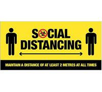 Social distancing Maintain 2M at all times - PVC banner c/w eyelets 1270x610mm