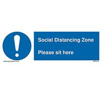 Social Distancing Zone Please sit here Sign - 150x50mm - L15