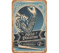 Social Distortion Columbiahalle Retro Nostalgic Art Traditional Rust Color Tin Logo Advertising Striking Wall Decoration Gift