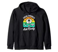 Social Engineer Ask Nicely Retro Fun Zip Hoodie