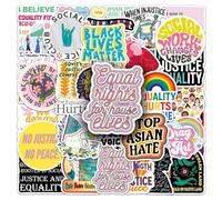 Social Justice Stickers 50 Pcs Vinyl Cartoon Funny Sticker for Water Bottle Computer Laptop Luggage Scrapbook Suitcase Skateboard Car Guitar,Waterproof Trendy Decals for Adults Boys Girls