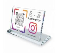 Social Media Crystal Stand with NFC & QR Code - Compatible with Instagram, Boost Social Media Following, No App, No Subscription, Gain More Followers, Lifetime Promotional Desktop Decor for Business