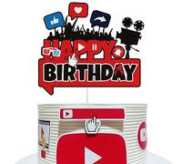 Social Media Happy Birthday Cake Topper Yellow Blue Glittery Baby Shower Little Duck Cake Decor Shower Duck Birthday Party Decoration for Kids Boys Girls