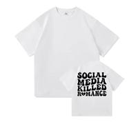 Social Media Killed Romance T-Shirt Fashion Men Women Funny Letter Print T-Shirt Unisex Vintage Couple Cotton Pullover