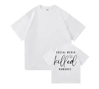 Social Media Killed Romance T-Shirt Fashion Men Women Funny Letter Print T-Shirt Unisex Vintage Couple Cotton Pullover