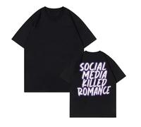 Social Media Killed Romance T-Shirt Funny Letter Print T-Shirt Unisex Vintage Couple Cotton Pullover