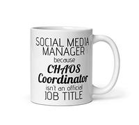 Social Media Manager Gift, Funny Social Media Manager Coffee Mug, Social Media Marketing Manager Gift for Women Men, Social Media Birthday Thank You Christmas Secret Santa Gift, Chaos Coordinator