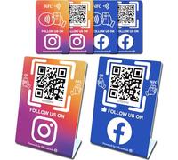 Social Media Sign Stand with NFC & QR Code for Instagram&Facebook, No Fees
