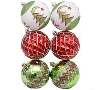 Social Media Style Christmas Ornaments Set 6PCS Hand Painted for Holiday Tree Decor and Seasonal Celebration (G)