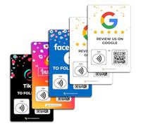 Social NFC Tap | Review QR Code | Contactless Review Card | NFC Tap Card (5 Pack Social Cards)